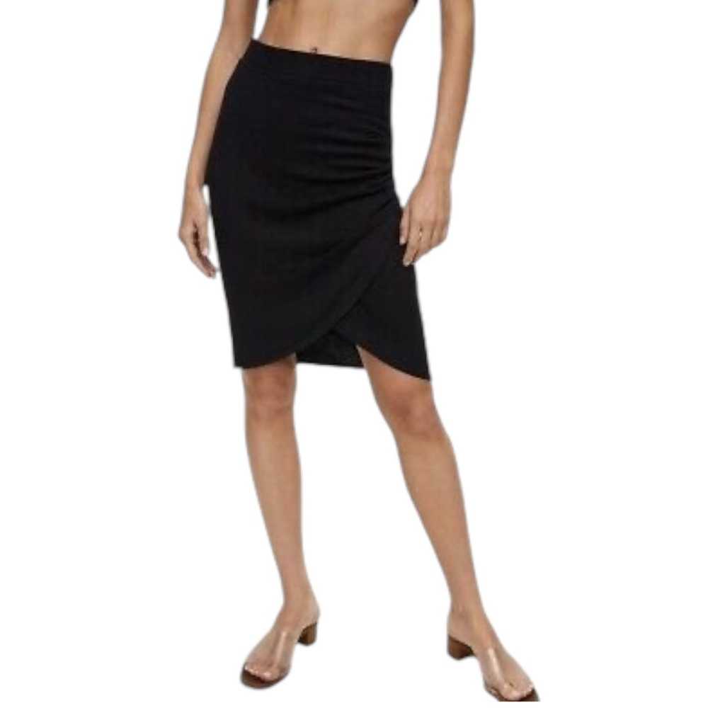 Women's Aritzia Wilfred Free Black Tyra faux wrap Skirt Size XS